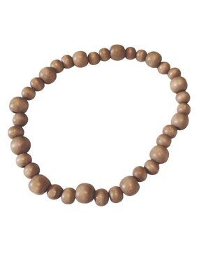 Anklet Natural Wood Bead Bracelet stretch Bead 11 inch Summer Coastal Beachwear